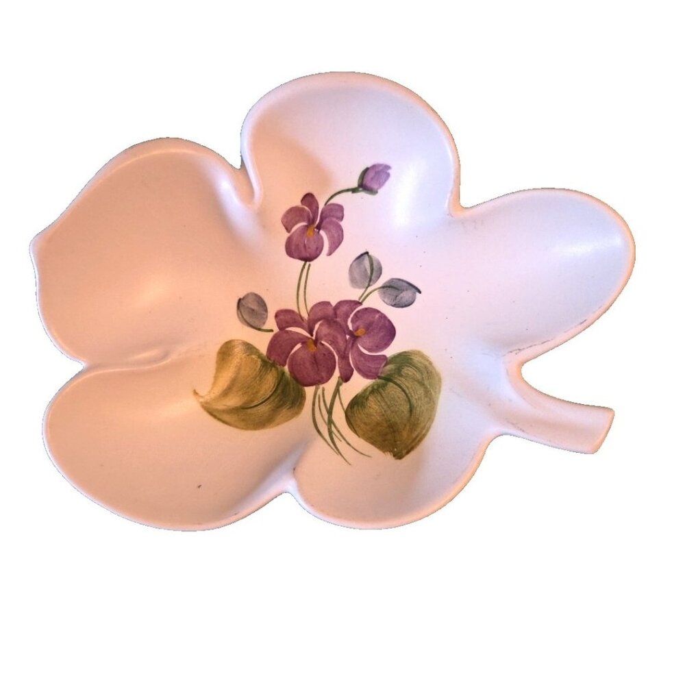 Violets Trinket Candy Dish Radford Pottery England Hand Painted Purple Flowers